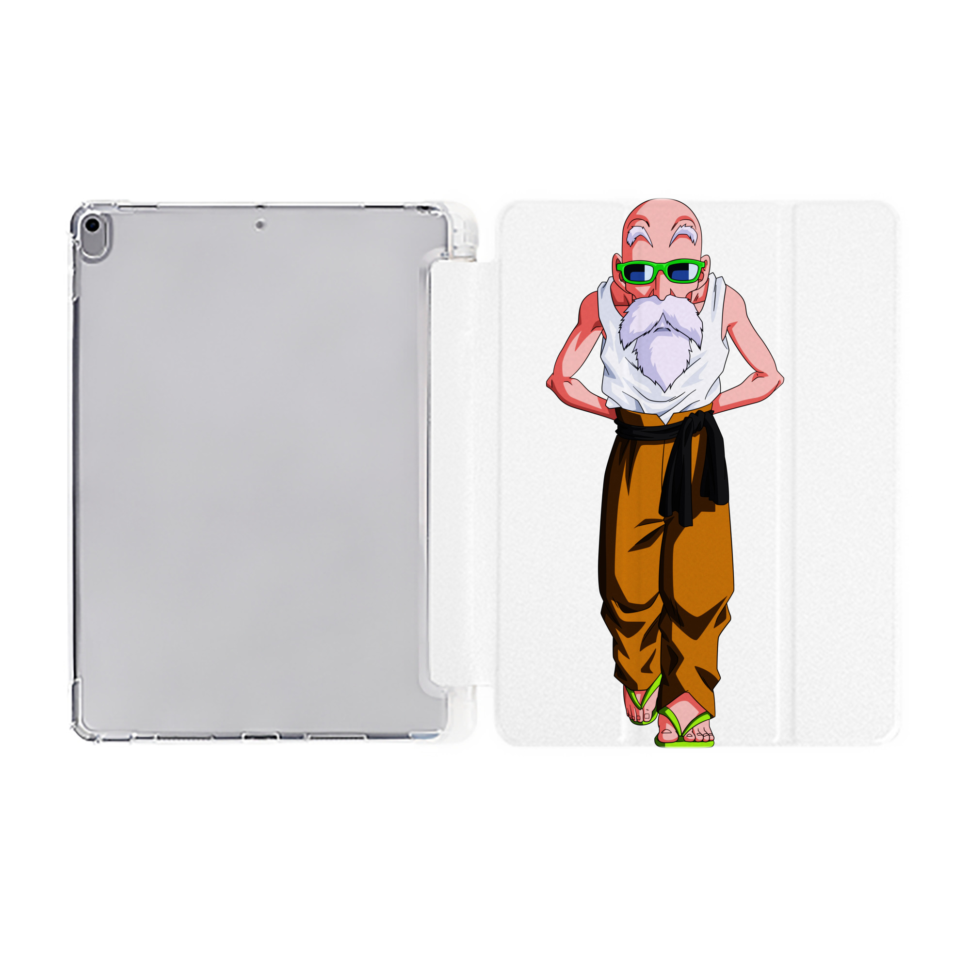 （画像用） ドラゴンボール 亀仙人（かめせんにん） DRAGON BALL Master Roshi Kame Sennin IPad ケース ペン収納付き 三つ折りスタンド PUレザー×シリコン 対応機種9.5/10.5/10.9インチ